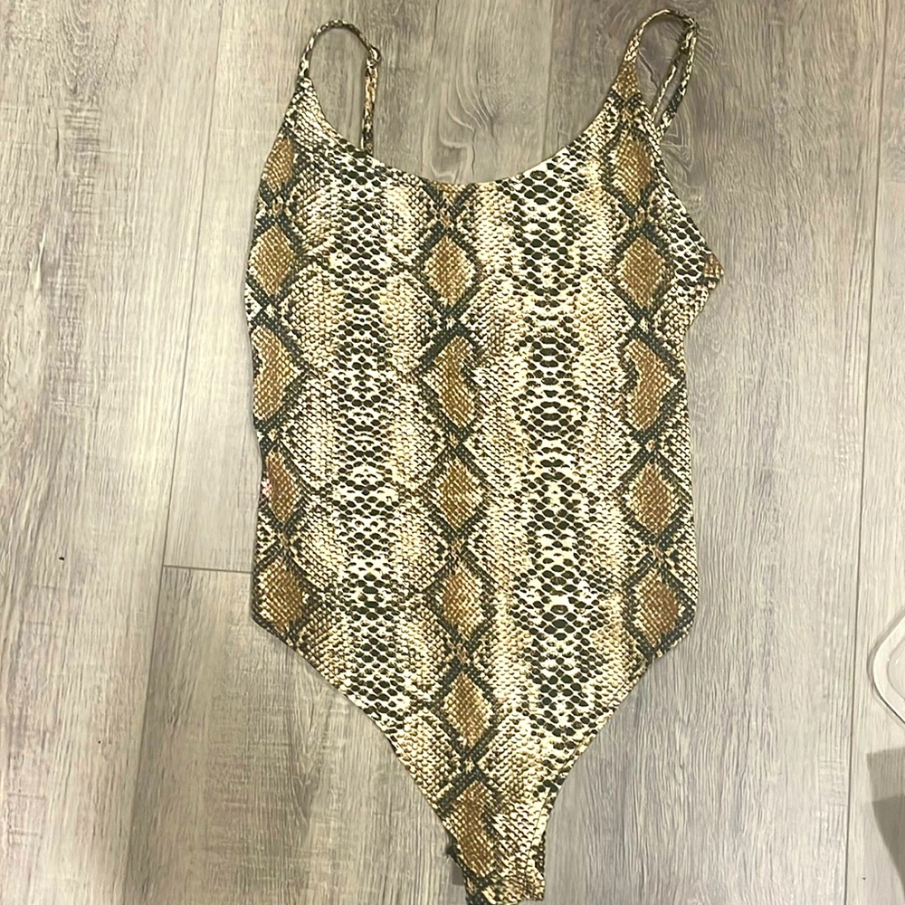 Snake skin bodysuit brown and tan colors